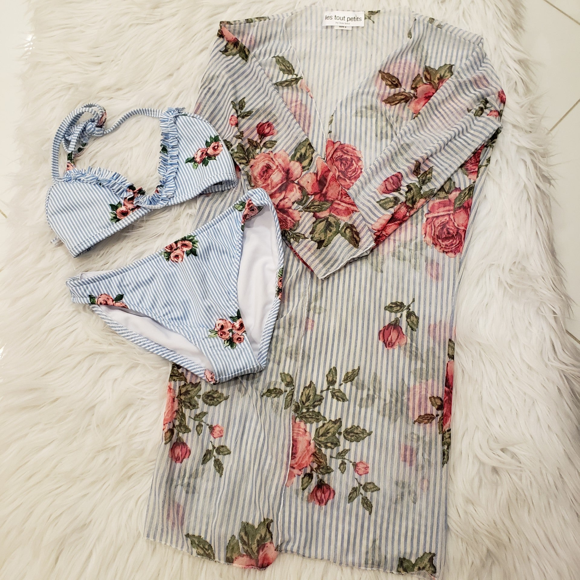 Stripe Rose Bikini